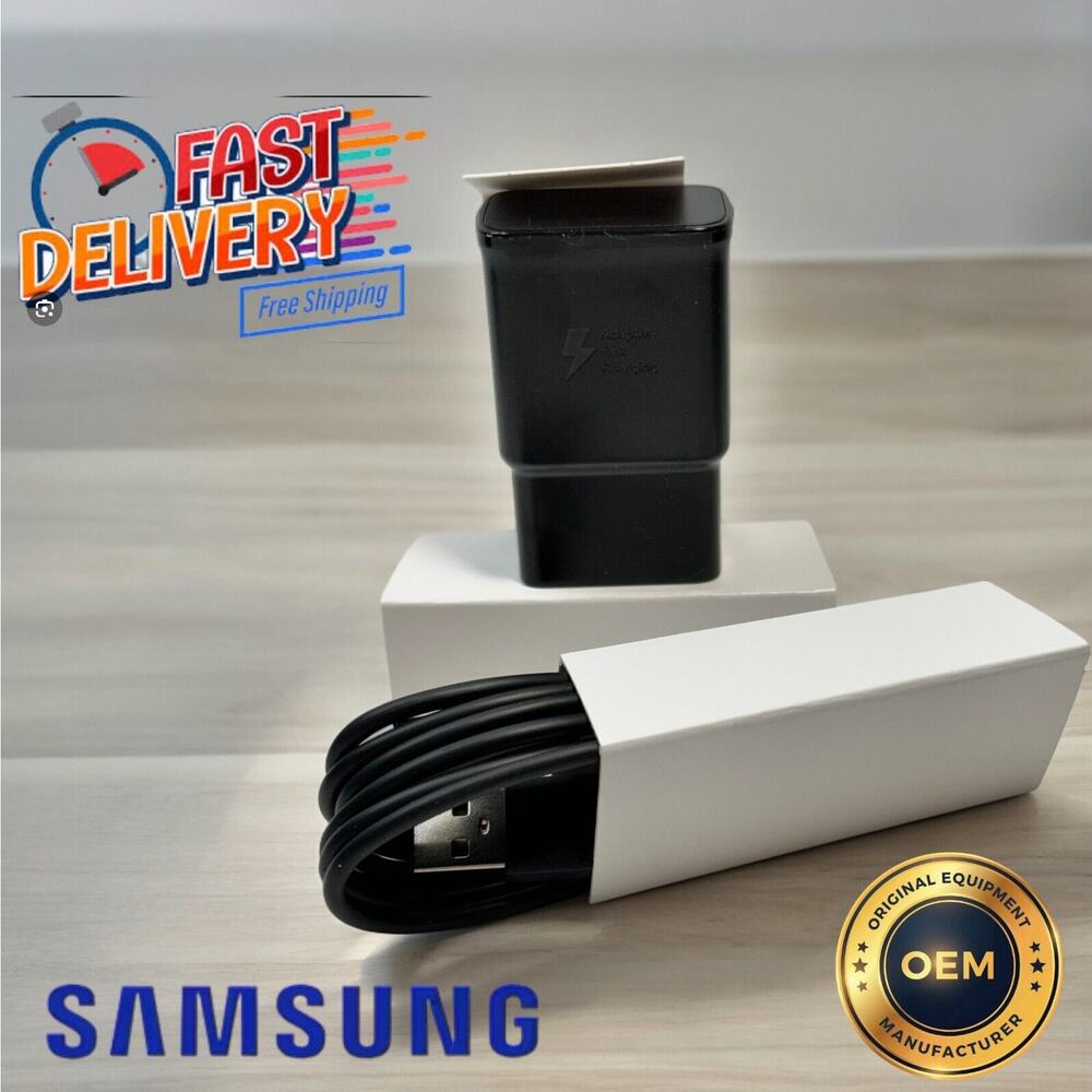 OEM Samsung Fast Charger Black and USB-A to Type-C Data Cable for Phones Tablet